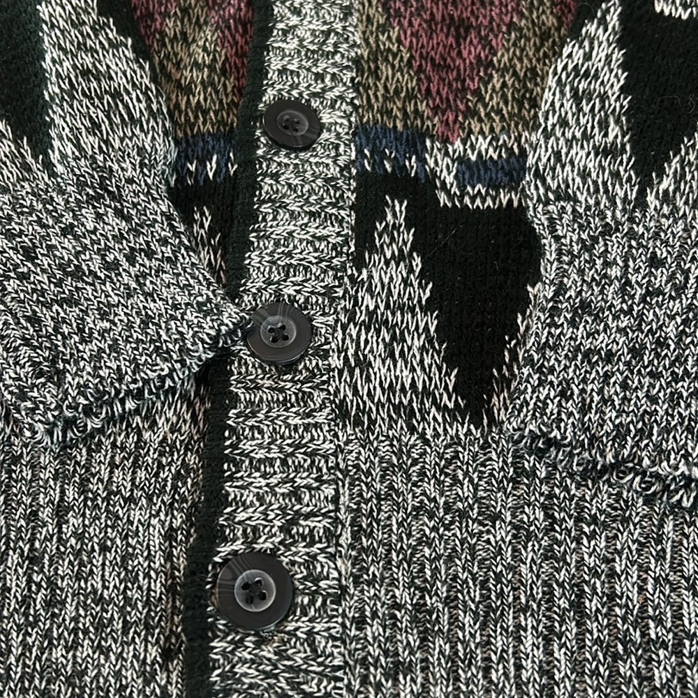 Textured Geometric Button-Front Cardigan - Multi Color - Picture 7 of 8